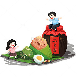 端午粽子卡通人物咸鸭蛋雄黄酒端午元素