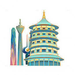 国庆节天坛宝塔高楼大厦地标建筑物