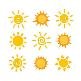 太阳落日手绘矢量图