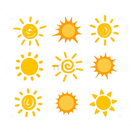 太阳落日手绘矢量图