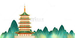 寒露节气山峰丘陵山脉宝塔建筑物