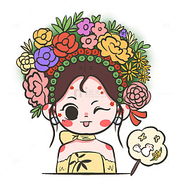簪花 Q版 可爱 头像 泉州文化 扁平