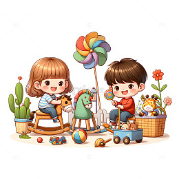 儿童节木马玩具卡通素材