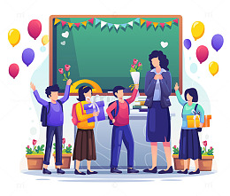 教室中庆祝老师节日快乐