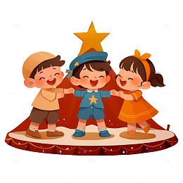 儿童节儿童在舞台上表情卡通素材