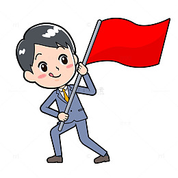 手举红色旗帜的男生