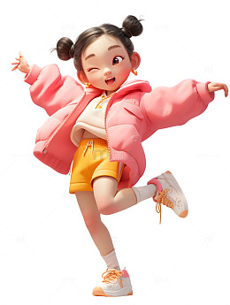 舞蹈跳舞小女孩子粉色