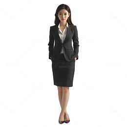 商务黑色衣服女白领上班族全身