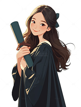 甜美毕业季卡通插画