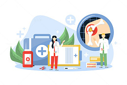 正在工作的骨科医生手绘