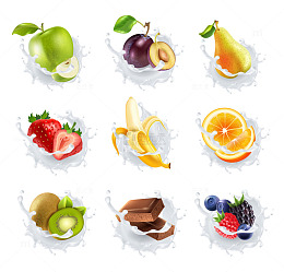 泡牛奶的新鲜水果