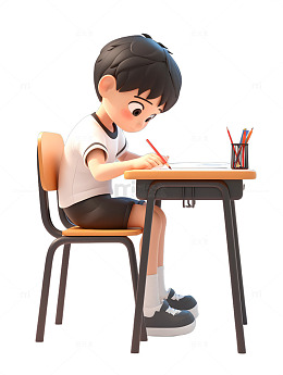 做作业练习册小男孩