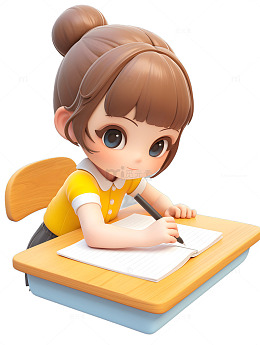 做作业练习册小女孩