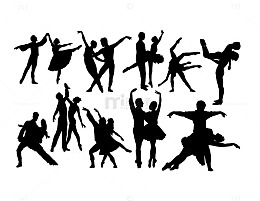 在跳舞的舞者剪影