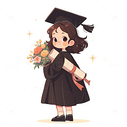 卡通毕业季插画女孩