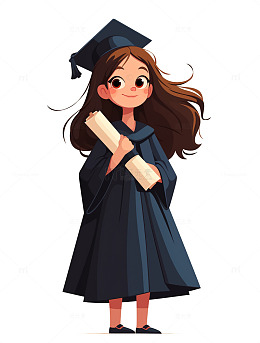毕业季插画卡通微信女生