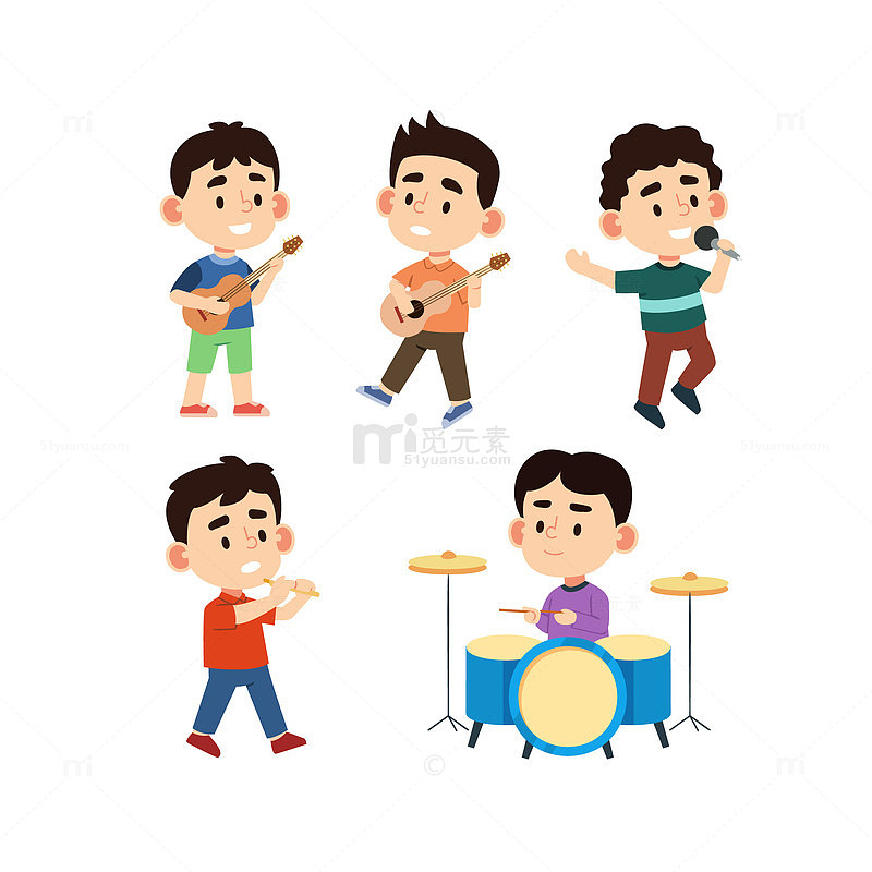 一群音乐家与歌手一起演奏乐器