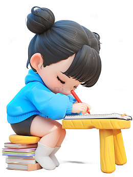 小女孩在写作业