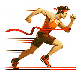 跑步比赛冲过终点人物插画素材