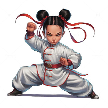 png武术太极卡通人物素材png练习运动的女孩动漫png太极拳的动漫女孩