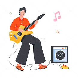 音乐节吉他演奏的音乐家