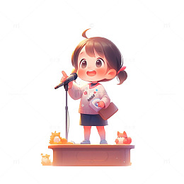 卡通才艺表演女孩