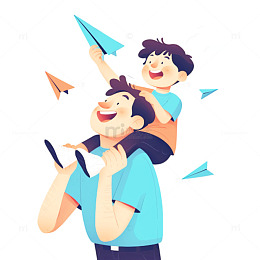 卡通父亲节父子