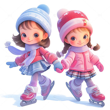 卡通滑冰女孩