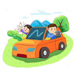 郊外开车旅游的人