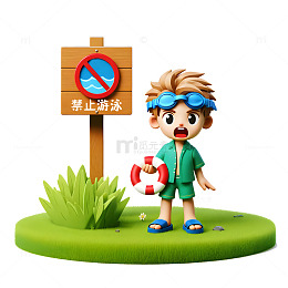3D卡通风格防溺水素材
