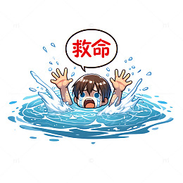 救命溺水卡通人物素材