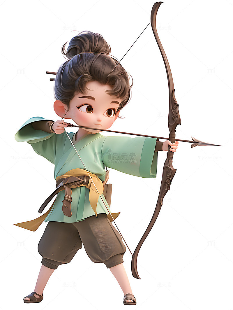 汉服男孩射箭
