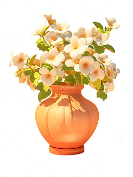 花瓶卡通花束装饰卡通黄色