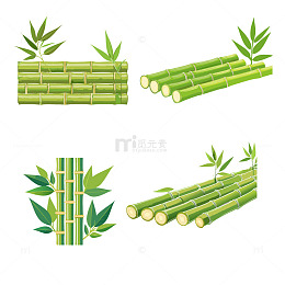 矢量-插画竹子竹排竹叶