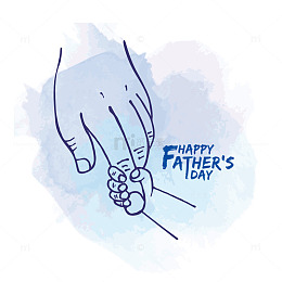 水彩风父亲节牵着的手