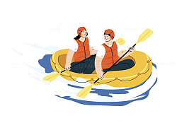 情侣划船漂流