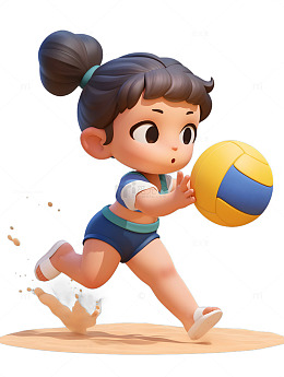 打沙滩排球的小女孩2