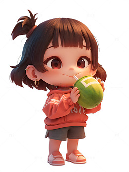 夏日喝椰子汁的女孩2