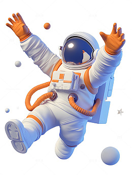 宇航员与星星卡通可爱Q版星球