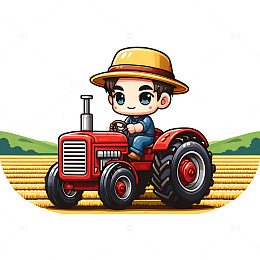 开着拖拉机的农民卡通插画素材