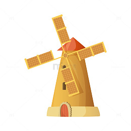卡通木质风车建筑