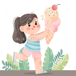 手中抱着冰激凌的女孩