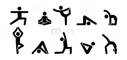 瑜伽姿势冥想练习运动锻炼图标合集