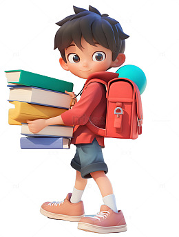 学生带着书籍书本