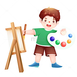 手绘卡通可爱绘画小男孩元素