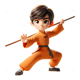 少儿武术培训海报3D人物素材