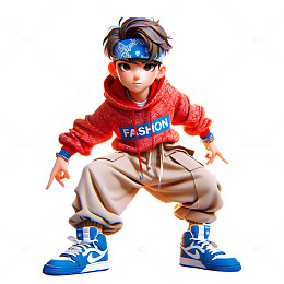 街舞男孩卡通3D人物素材