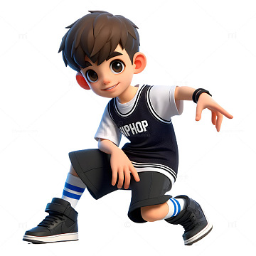 街舞人物卡通3d男孩素材