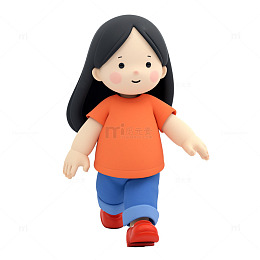 卡通粘土风格女孩
