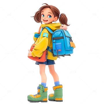 3D卡通书包女孩